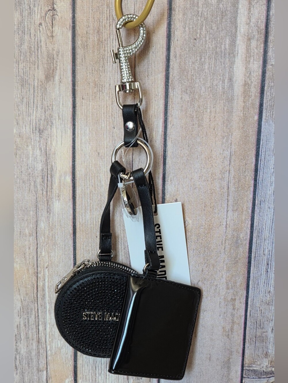 Steve Madden Black Keychain Coin Purses With Compact Mirror 3pc NWT
